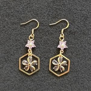 NEW HANDMADE GOLD CUBIC ZIRCONIA FUNKY PURPLE COPPER EARRINGS